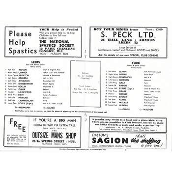 1965/66 Leeds v York Rugby League programme