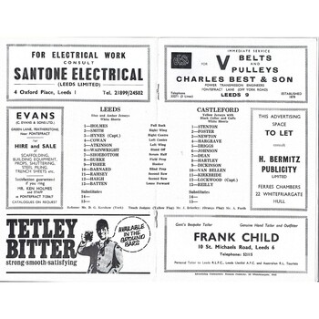 1970/71 Leeds v Castleford (26/12/1970) Rugby League programme