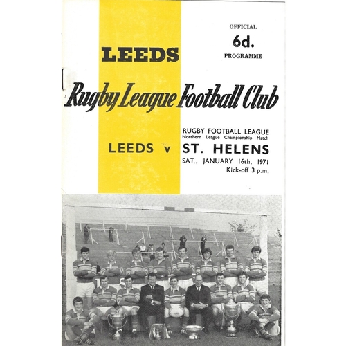 1970/71 Leeds v St. Helens (16/01/1971) Rugby League programme