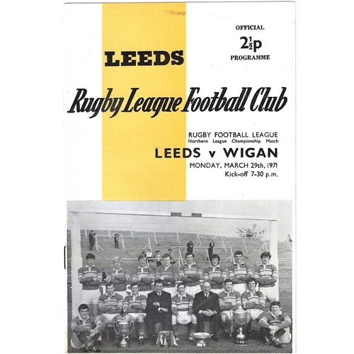 1970/71 Leeds v Wigan (29/03/1971) Rugby League programme