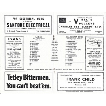 1971/72 Leeds v Hull Kingston Rovers (28/09/1971) BBC 2 Floodlit Cup Competition Rugby League programme