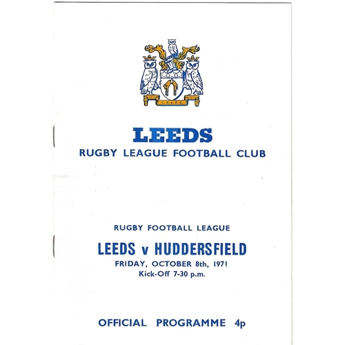 1971/72 Leeds v Huddersfield (08/10/1971) Rugby League programme
