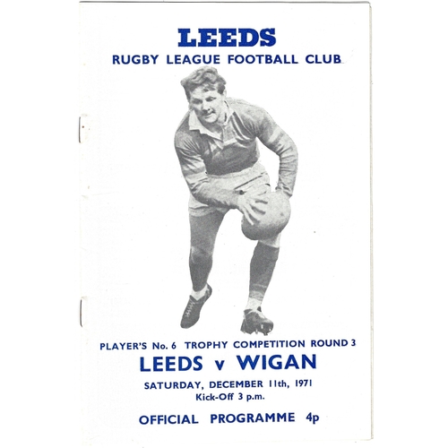 1971/72 Leeds v Wigan (11/12/1971) Players No. 6 Trophy Competition Round 3 Rugby League programme