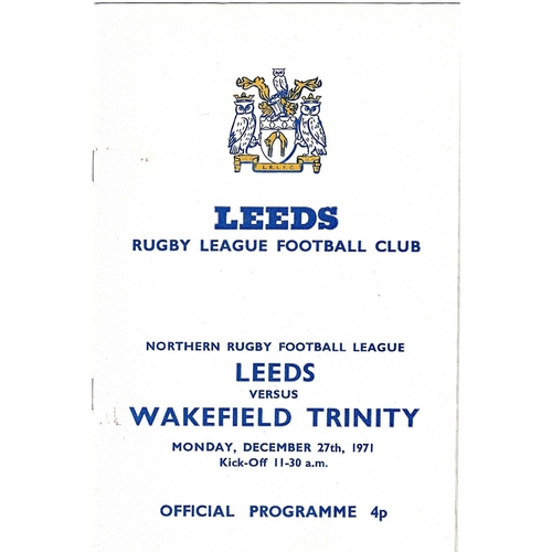 1971/72 Leeds v Wakefield Trinity (27/12/1971) Rugby League programme