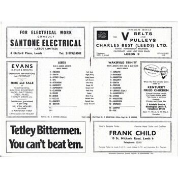 1971/72 Leeds v Wakefield Trinity (27/12/1971) Rugby League programme