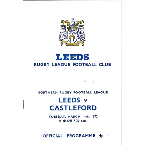 1971/72 Leeds v Castleford (14/03/1972) Rugby League programme
