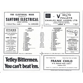 1971/72 Leeds v Castleford (14/03/1972) Rugby League programme