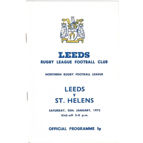 1972/73 Leeds v St. Helens (20/01/1973) Rugby League Programme