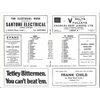 1972/73 Leeds v St. Helens (20/01/1973) Rugby League Programme
