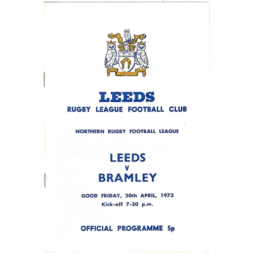 1972/73 Leeds v Bramley (20/04/1973) Rugby League Programme