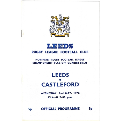 1972/73 Leeds v Castleford (02/05/1973) Rugby League Championship Play Off Quarter Final Programme