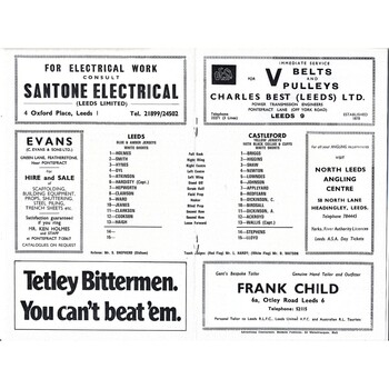 1972/73 Leeds v Castleford (02/05/1973) Rugby League Championship Play Off Quarter Final Programme