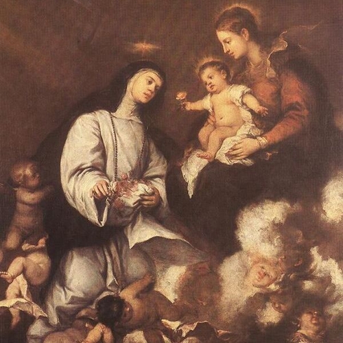 St Rose of Lima before the Madonna