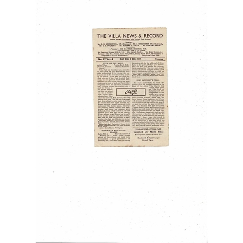 1946/47 Aston Villa v Stoke City & Bury Reserves Double Football Programme