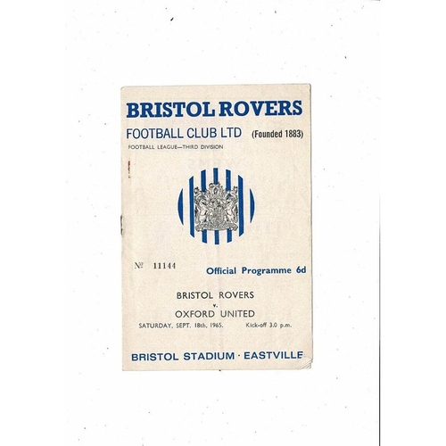 1965/66 Bristol Rovers v Oxford United Football Programme