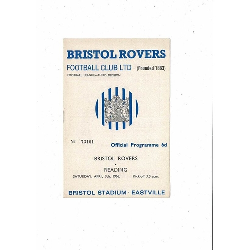 1965/66 Bristol Rovers v Reading Football Programme