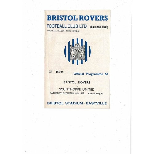 1965/66 Bristol Rovers v Scunthorpe United Football Programme