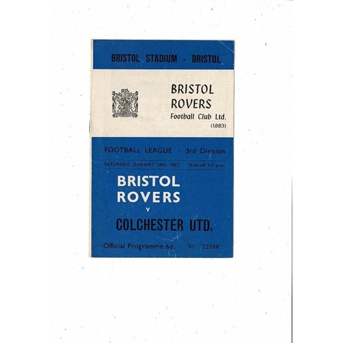 1966/67 Bristol Rovers v Colchester United Football Programme