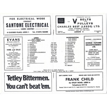 1973/74 Leeds v Warrington Rugby League programme