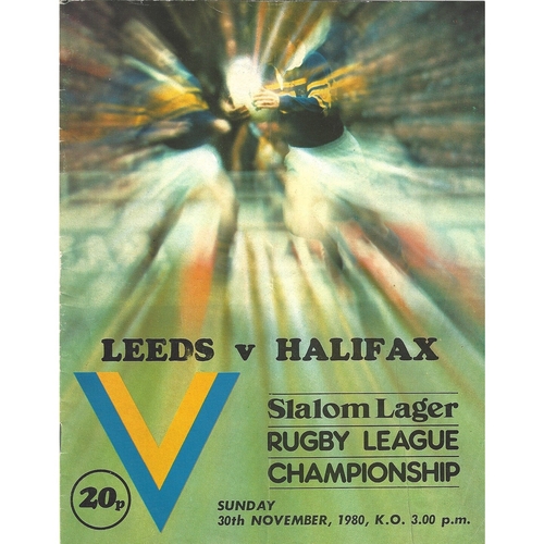 1980/81 Leeds v Halifax Rugby League programme