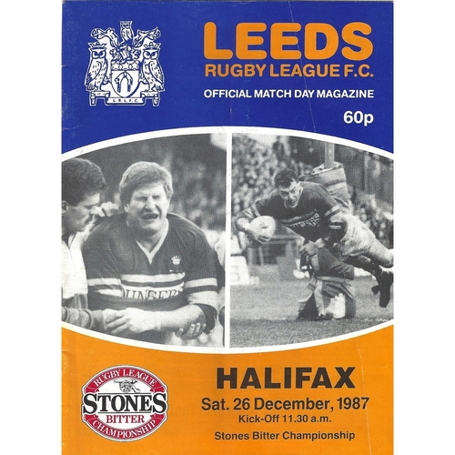 1987/88 Leeds v Halifax (26/12/1987) Rugby League programme