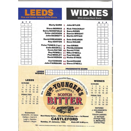 1987/88 Leeds v Widnes (17/01/1988) Rugby League programme