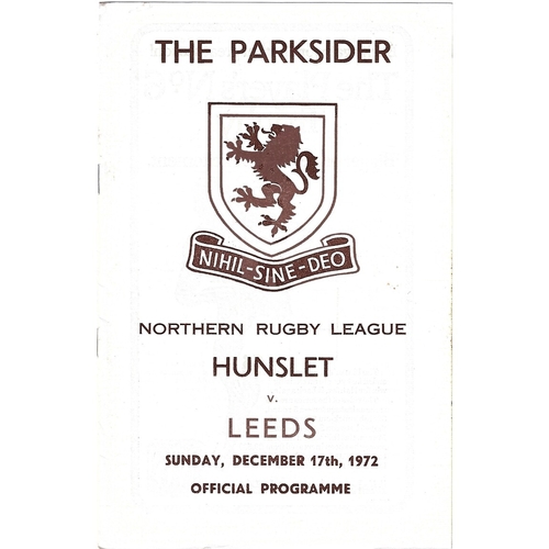 1972/73 Hunslet v Leeds Rugby League programme