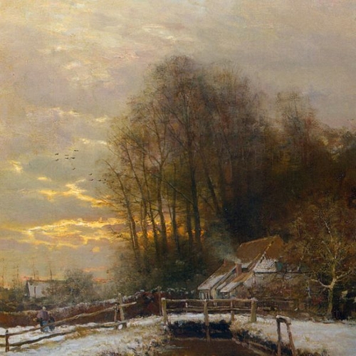 Winter Landscape with Peasant Woman and Child