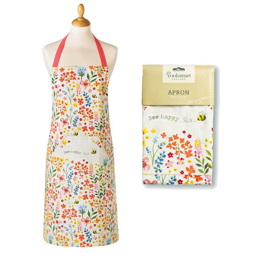 Bee Happy Cotton Apron and Set of 3 Tea Towel Set