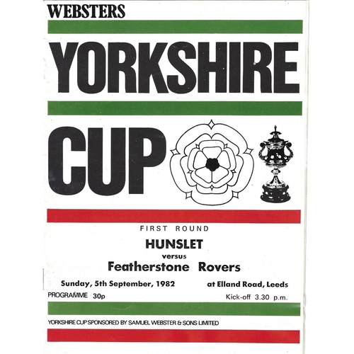 1982/83 Hunslet v Featherstone Rovers Yorkshire Cup 1st Round Rugby League programme