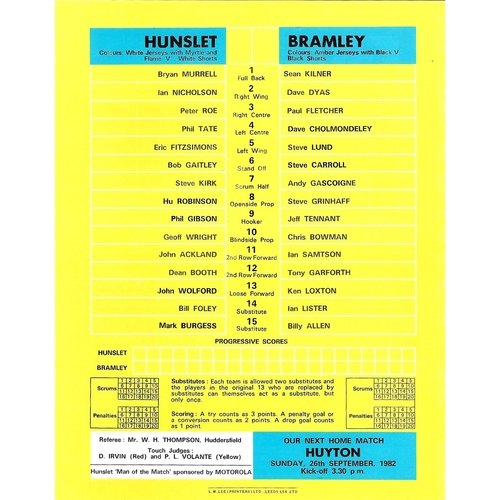 1982/83 Hunslet v Bramley Rugby League programme
