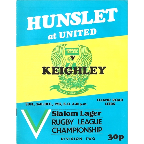 1982/83 Hunslet v Keighley Rugby League programme