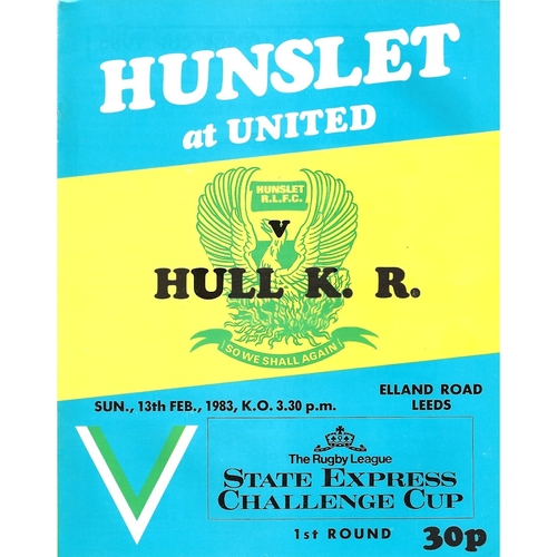 1982/83 Hunslet v Hull Kingston Rovers Rugby League Challenge Cup 1st Round programme