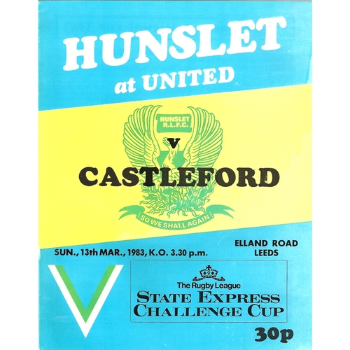 1982/83 Hunslet v Castleford Rugby League Challenge Cup 3rd Round programme