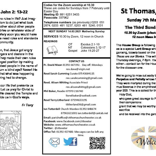 Pew Sheet | The Parish of St Thomas, Exeter
