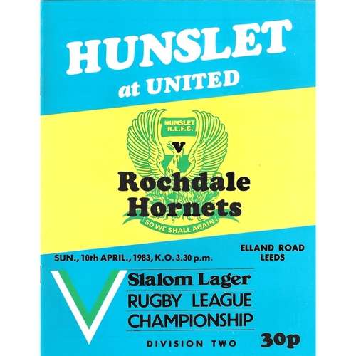 1982/83 Hunslet v Rochdale Hornets Rugby League programme