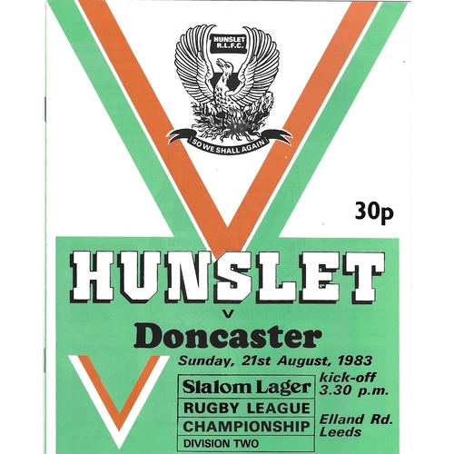 1983/84 Hunslet v Doncaster Rugby League programme