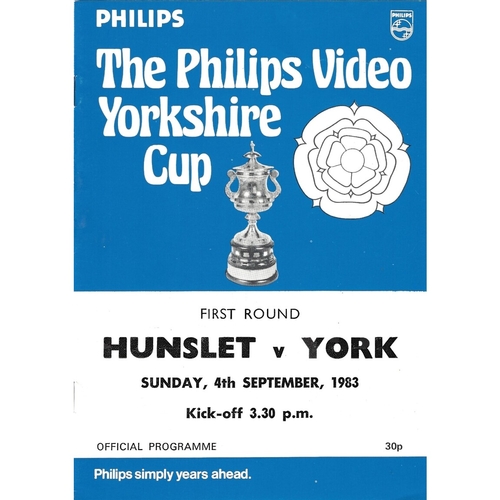 1983/84 Hunslet v York Yorkshire Cup 1st Round Rugby League programme