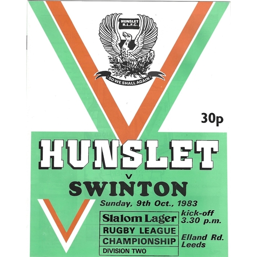 1983/84 Hunslet v Swinton Rugby League programme