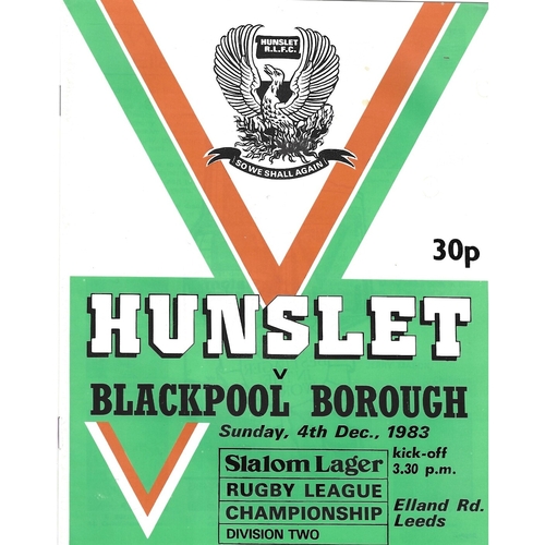 1983/84 Hunslet v Blackpool Borough Rugby League programme