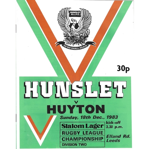 1983/84 Hunslet v Huyton Rugby League programme