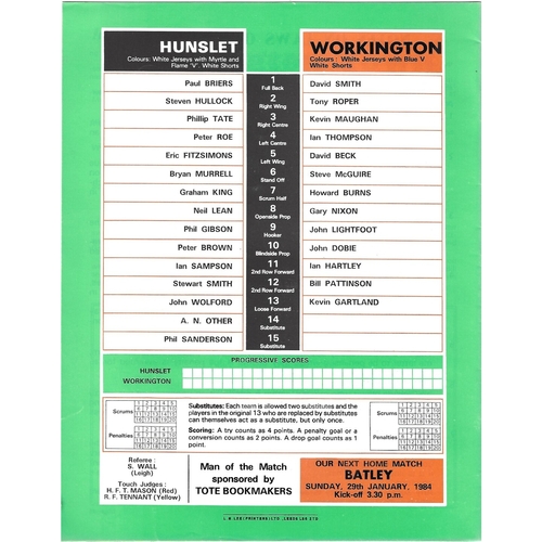 1983/84 Hunslet v Workington Town Rugby League programme
