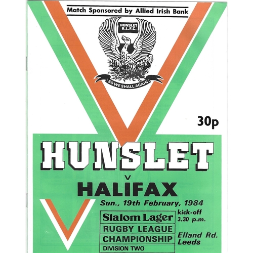 1983/84 Hunslet v Halifax Rugby League programme