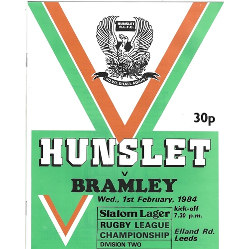 1983/84 Hunslet v Bramley Rugby League programme