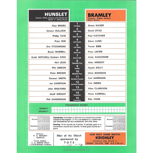 1983/84 Hunslet v Bramley Rugby League programme
