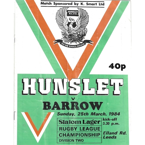 1983/84 Hunslet v Barrow Rugby League programme
