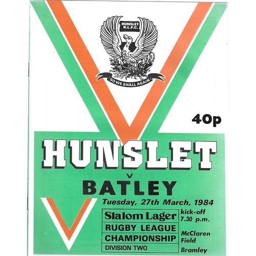 1983/84 Hunslet v Batley Rugby League programme