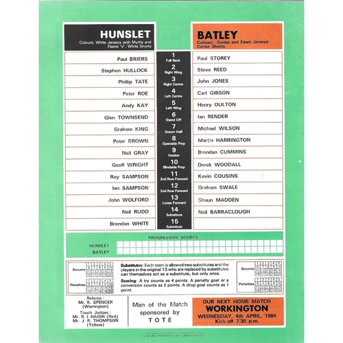 1983/84 Hunslet v Batley Rugby League programme