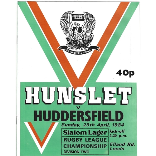1983/84 Hunslet v Huddersfield Rugby League programme