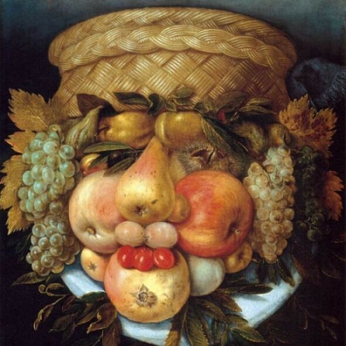 Reversible Head with Basket of Fruit